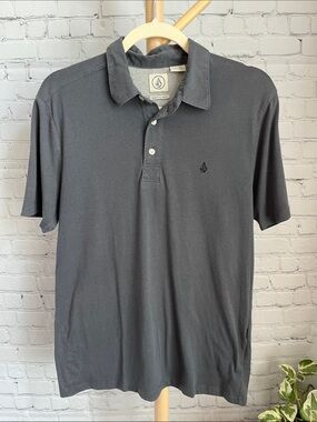 Volcom Men's Charcoal Gray Polo with Embroidered Logo
